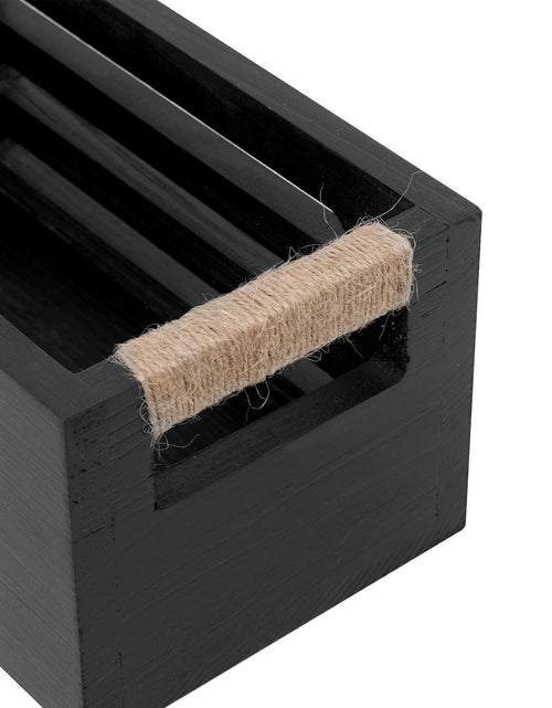 Load image into Gallery viewer, Wood Toilet Paper Holder Basket with Handles Black 12x5.9x4.9in Black
