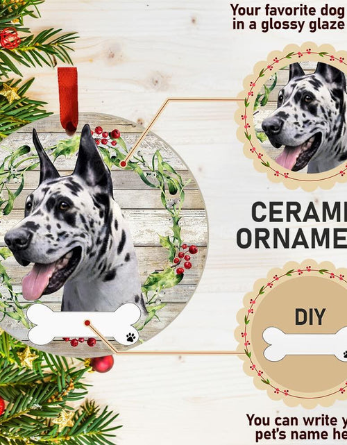 Load image into Gallery viewer, E&amp;S Imports Harlequin Ceramic Dog Ornament Glazed Finish Christmas Decor
