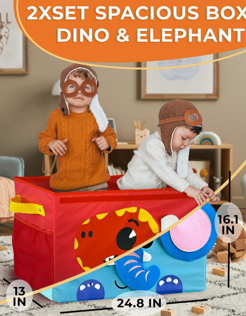 Load image into Gallery viewer, QUOKKA Dino Toy Storage Box Organizer 24.8x16.1x13 In Collapsible Fabric Bin
