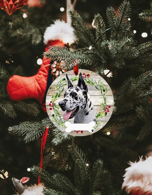 Load image into Gallery viewer, E&amp;S Imports Harlequin Ceramic Dog Ornament Glazed Finish Christmas Decor
