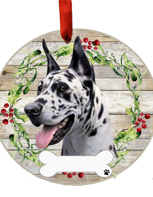 Load image into Gallery viewer, E&amp;S Imports Harlequin Ceramic Dog Ornament Glazed Finish Christmas Decor
