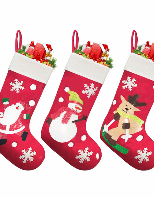 Load image into Gallery viewer, CMEECNE 3Pack Christmas Stockings Santa Snowman Reindeer Pattern Holiday Decor
