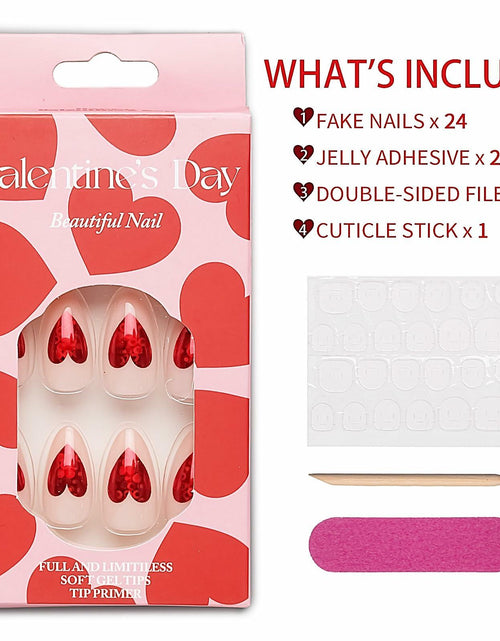Load image into Gallery viewer, Doneace Valentine's Day Red French Tip Press-on Nails 24PCS Medium Almond

