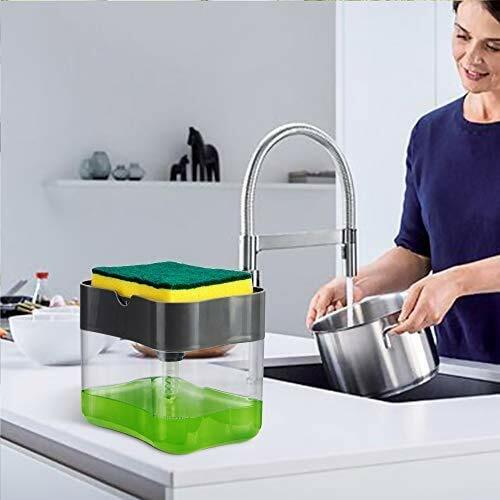Load image into Gallery viewer, Innovative Sponge Holder 2-in-1 Soap Lotion Dispenser Caddy Gray
