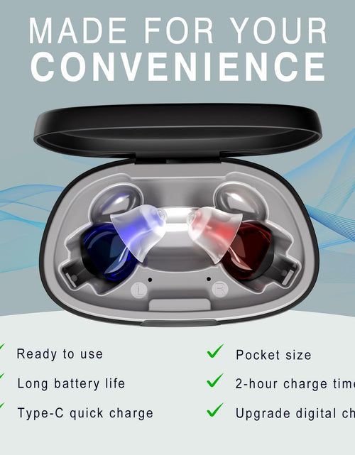 Load image into Gallery viewer, OTC Rechargeable Hearing Aids for Seniors Noise Cancellation In-Ear Black
