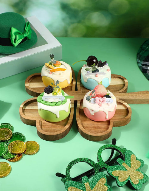 Load image into Gallery viewer, Geetery 12 Pc Wooden Four Leaf Snack Serving Tray Set Multi-color Clover
