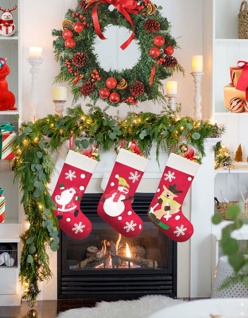 Load image into Gallery viewer, CMEECNE 3Pack Christmas Stockings Santa Snowman Reindeer Pattern Holiday Decor

