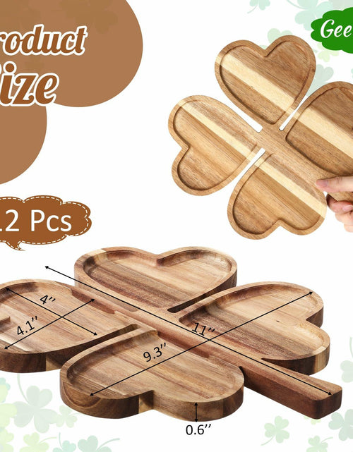 Load image into Gallery viewer, Geetery 12 Pc Wooden Four Leaf Snack Serving Tray Set Multi-color Clover
