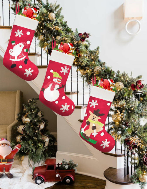 Load image into Gallery viewer, CMEECNE 3Pack Christmas Stockings Santa Snowman Reindeer Pattern Holiday Decor
