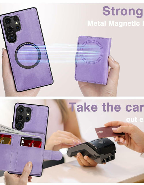 Load image into Gallery viewer, LOHASIC Samsung Galaxy S25 Ultra Case Magnetic Leather Wallet Purple
