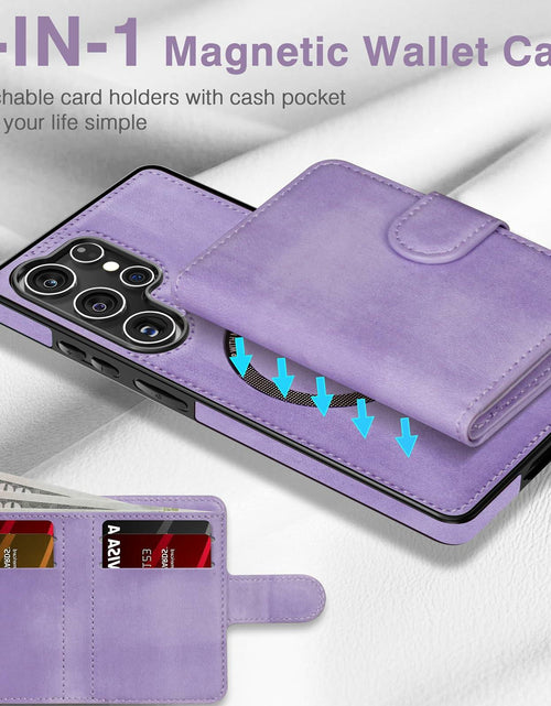 Load image into Gallery viewer, LOHASIC Samsung Galaxy S25 Ultra Case Magnetic Leather Wallet Purple
