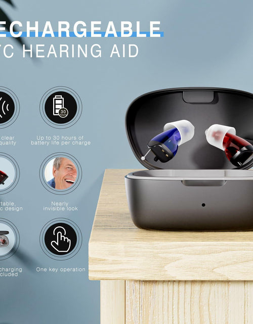 Load image into Gallery viewer, OTC Rechargeable Hearing Aids for Seniors Noise Cancellation In-Ear Black
