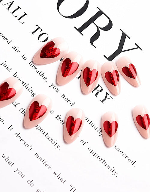 Load image into Gallery viewer, Doneace Valentine's Day Red French Tip Press-on Nails 24PCS Medium Almond
