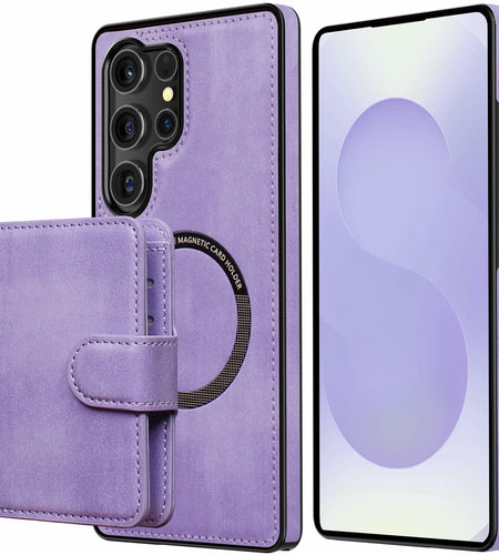 LOHASIC Samsung Galaxy S25 Ultra Case Magnetic Leather Wallet Purple