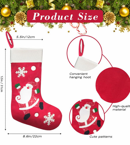 CMEECNE 3Pack Christmas Stockings Santa Snowman Reindeer Pattern Holiday Decor