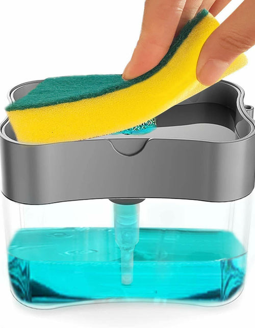 Load image into Gallery viewer, Innovative Sponge Holder 2-in-1 Soap Lotion Dispenser Caddy Gray
