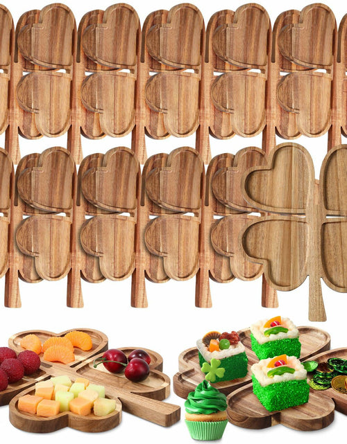 Load image into Gallery viewer, Geetery 12 Pc Wooden Four Leaf Snack Serving Tray Set Multi-color Clover
