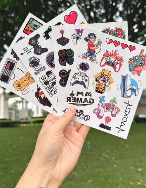 Load image into Gallery viewer, Gaming Temporary Tattoos 4 Sheets Colorful Gamer Party Favors Gift Idea
