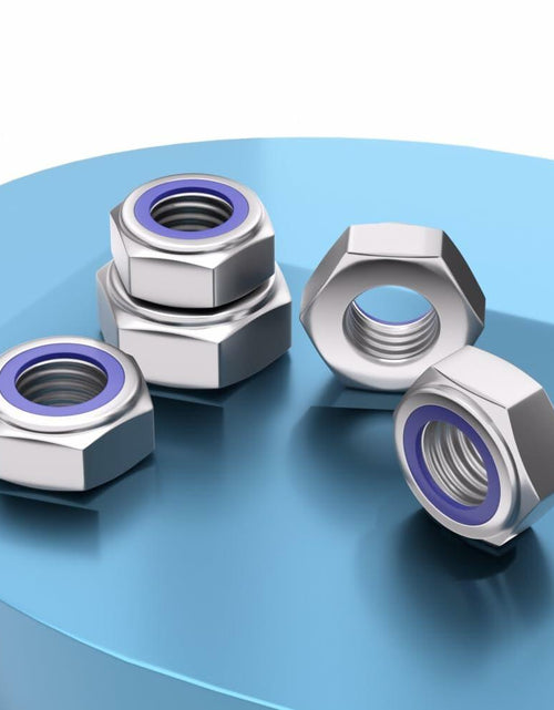 Load image into Gallery viewer, TESILANG M4 Nylon Insert Hex Lock Nuts 304 Stainless Steel Bright Finish 100pcs
