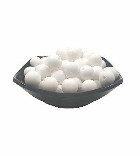 Alenybeby Silicone Pearl Beads 15mm 100pcs Round White Loose Beads
