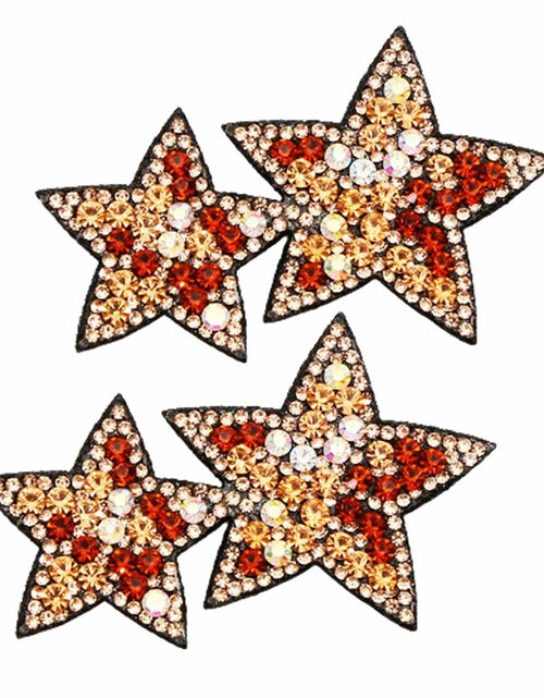 Load image into Gallery viewer, Minason Crystal Star Rhinestone Patch 2.6x1.57in Golden 2pcs
