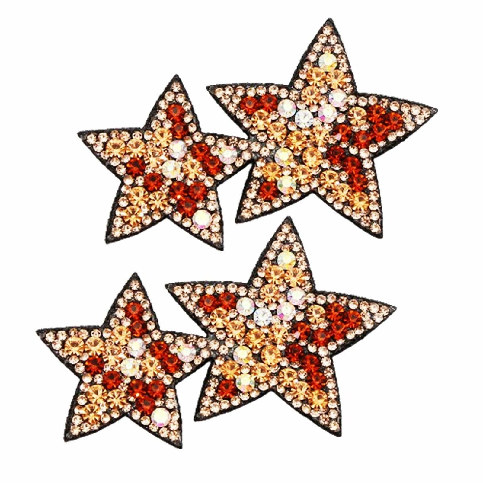 Minason Crystal Star Rhinestone Patch 2.6x1.57in Golden 2pcs
