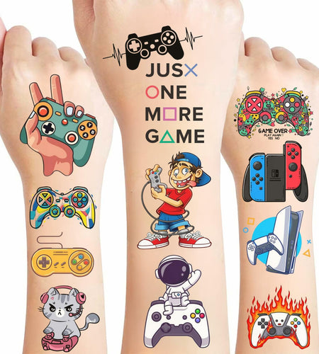 Gaming Temporary Tattoos 4 Sheets Colorful Gamer Party Favors Gift Idea