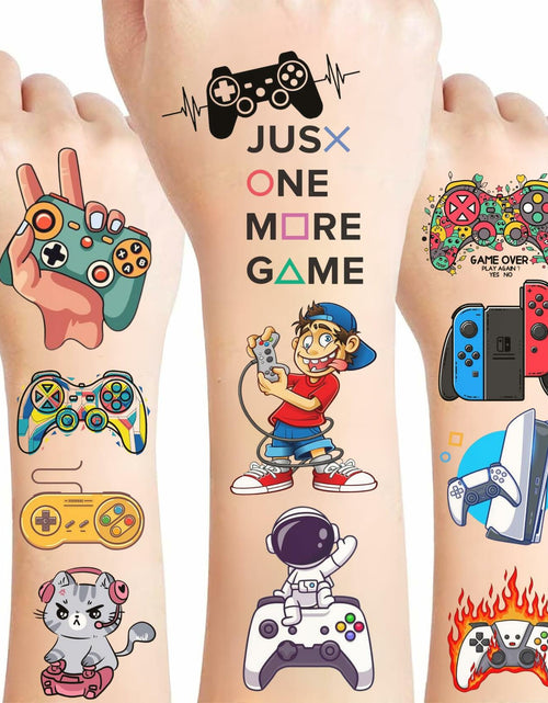 Load image into Gallery viewer, Gaming Temporary Tattoos 4 Sheets Colorful Gamer Party Favors Gift Idea
