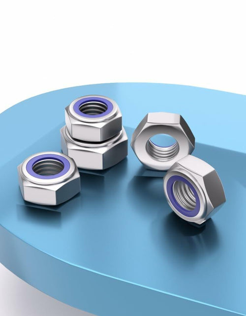Load image into Gallery viewer, TESILANG M4 Nylon Insert Hex Lock Nuts 304 Stainless Steel Bright Finish 100pcs
