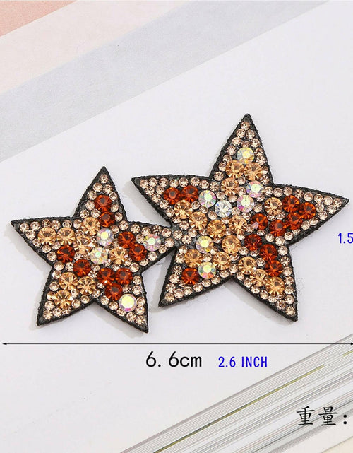Load image into Gallery viewer, Minason Crystal Star Rhinestone Patch 2.6x1.57in Golden 2pcs
