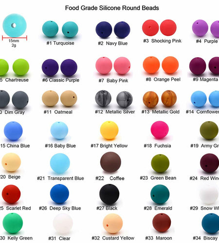 Alenybeby Silicone Pearl Beads 15mm 100pcs Round White Loose Beads
