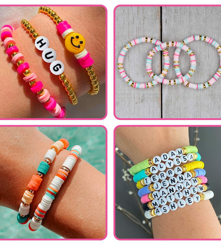 QUEFE 3800pcs Clay Beads Jewelry Making Kit 6mm 16 Colors Letter Beads