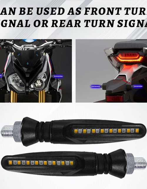 Load image into Gallery viewer, Lecctso 2PCS LED Motorcycle Running Brake Lights 12V Flowing Signal Blue
