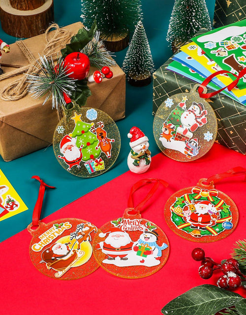 Load image into Gallery viewer, Capoda 24 Pack Clear Acrylic Christmas Ornaments with Red Ribbon Gold
