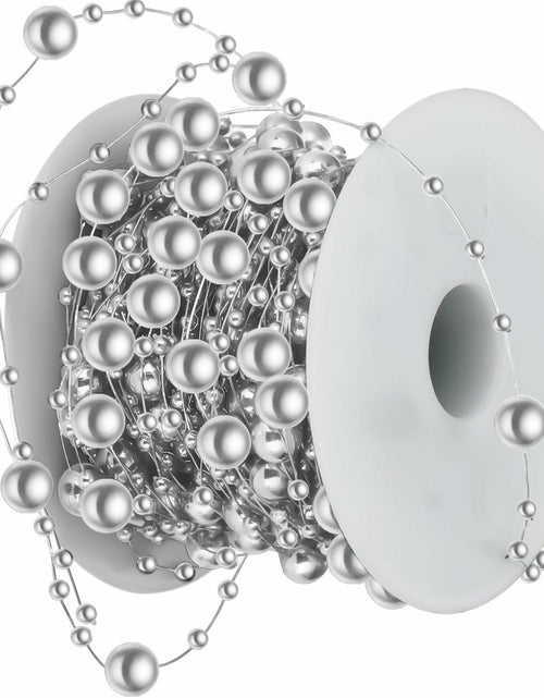 Load image into Gallery viewer, Ecally 250ft Plastic Beads Garland Chain Roll Silver Wedding Decor
