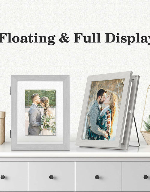 Load image into Gallery viewer, Anozie Floating Picture Frames 6x8 Grey Clear Dried Flower 2 Pack

