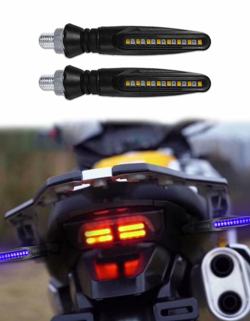 Load image into Gallery viewer, Lecctso 2PCS LED Motorcycle Running Brake Lights 12V Flowing Signal Blue
