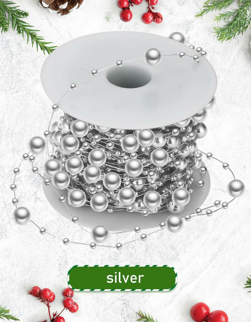 Load image into Gallery viewer, Ecally 250ft Plastic Beads Garland Chain Roll Silver Wedding Decor
