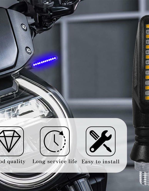 Load image into Gallery viewer, Lecctso 2PCS LED Motorcycle Running Brake Lights 12V Flowing Signal Blue
