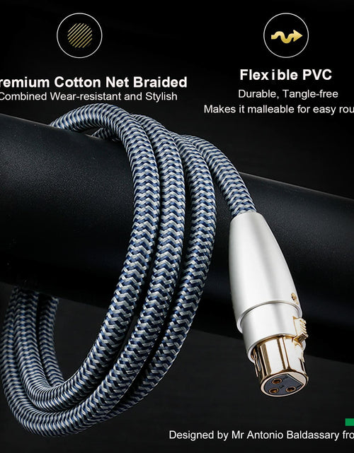 Load image into Gallery viewer, Impeto Balanced XLR Microphone Cable Male to Female 3.3ft 1 Pair Gold Plated
