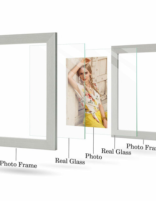 Load image into Gallery viewer, Anozie Floating Picture Frames 6x8 Grey Clear Dried Flower 2 Pack
