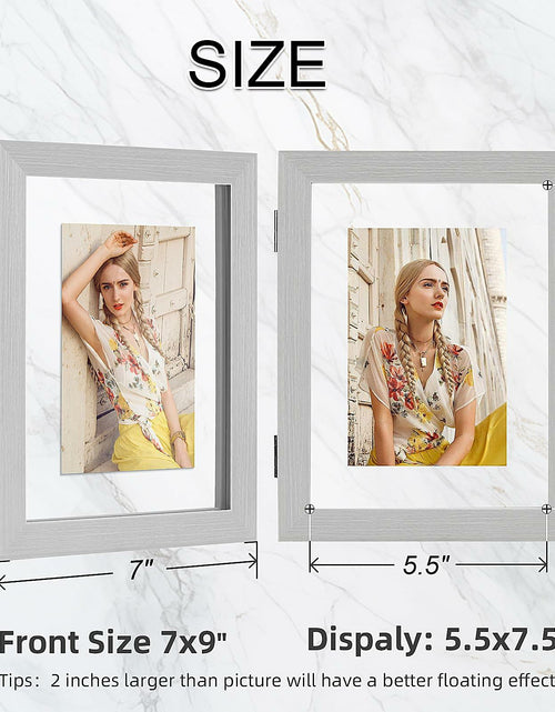 Load image into Gallery viewer, Anozie Floating Picture Frames 6x8 Grey Clear Dried Flower 2 Pack
