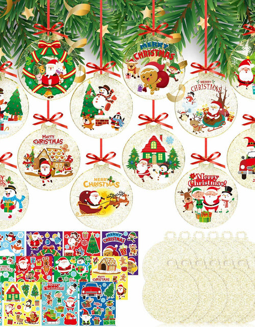 Load image into Gallery viewer, Capoda 24 Pack Clear Acrylic Christmas Ornaments with Red Ribbon Gold
