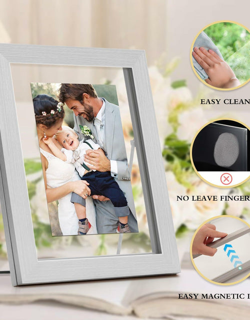 Load image into Gallery viewer, Anozie Floating Picture Frames 6x8 Grey Clear Dried Flower 2 Pack
