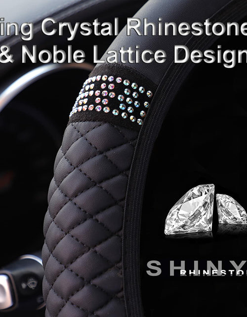 Load image into Gallery viewer, Bling Soft Leather Steering Wheel Cover Colorful Rhinestones 15 Inch
