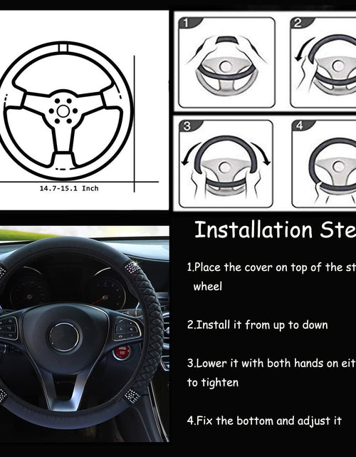 Load image into Gallery viewer, Bling Soft Leather Steering Wheel Cover Colorful Rhinestones 15 Inch
