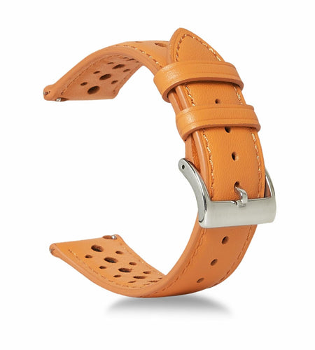 Jeereal Leather Watch Band Strap 22mm Tan Genuine Leather