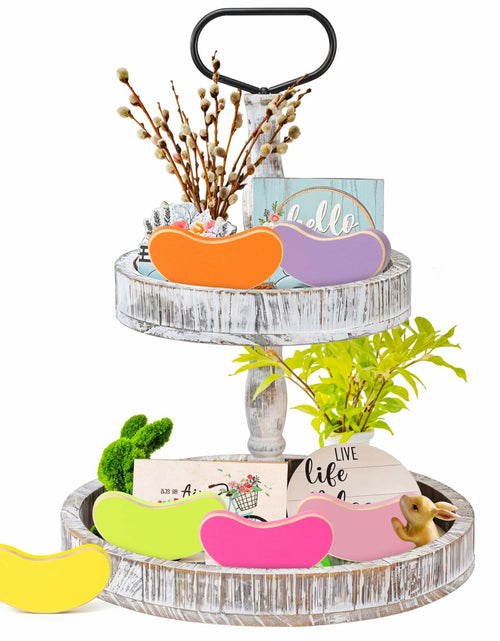 Load image into Gallery viewer, WATINC 6PCS Easter Jelly Beans Tiered Tray Decor Colorful Wooden Sign

