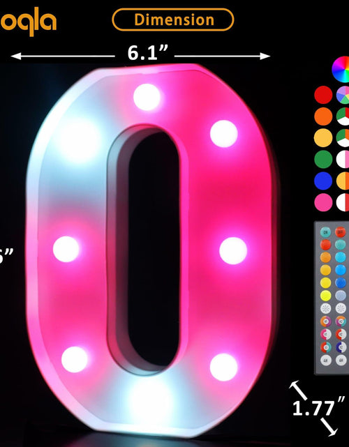 Load image into Gallery viewer, Pooqla Light Up Letter O LED Marquee Light RGB Color Changing 34 Colors Remote

