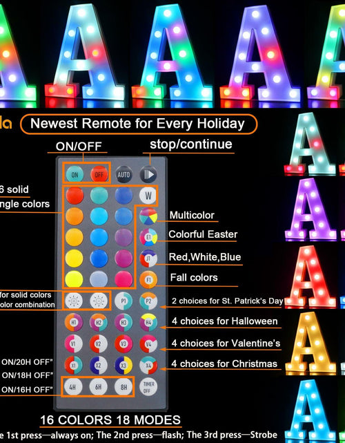 Load image into Gallery viewer, Pooqla Light Up Letter O LED Marquee Light RGB Color Changing 34 Colors Remote
